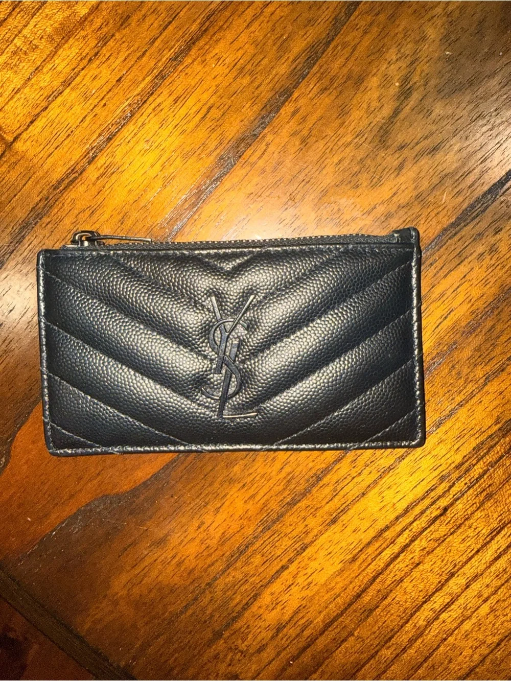 Saint Laurent Black Quilted Caviar Leather Card Case with YSL Logo - Picture 2 of 5